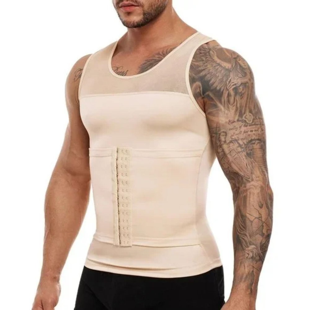 Men's Shirt Slimming Body Shaper Beige Compression Tank